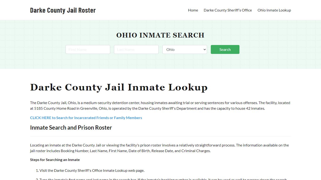 Darke County Jail Roster Lookup, OH, Inmate Search